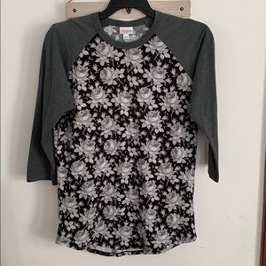 LuLaRoe floral 3/4 sleeve baseball style tee